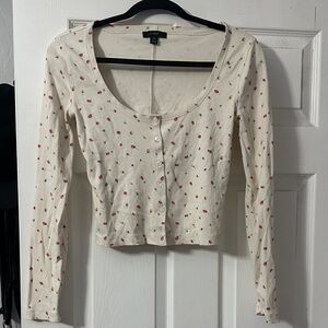 J. Crew Cream Floral Button-Up Blouse